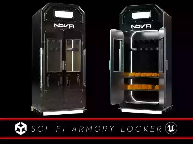 Sci-Fi Armory Locker  Low-poly 3D model