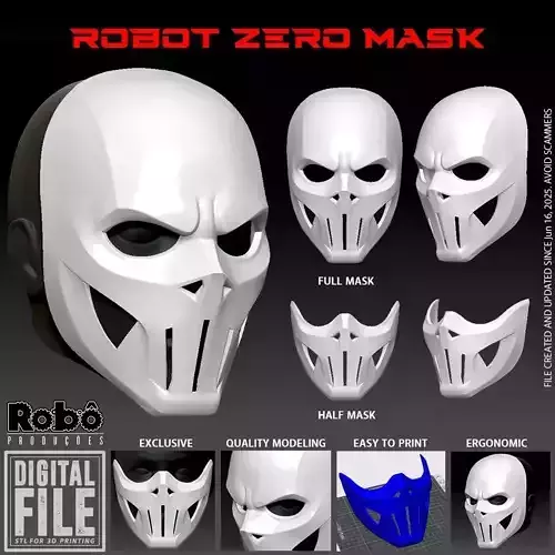 Robot ZERO Cyberpunk Techwear Mask 3D print model Robot ZERO Cyberpunk Techwear Mask 3D print model