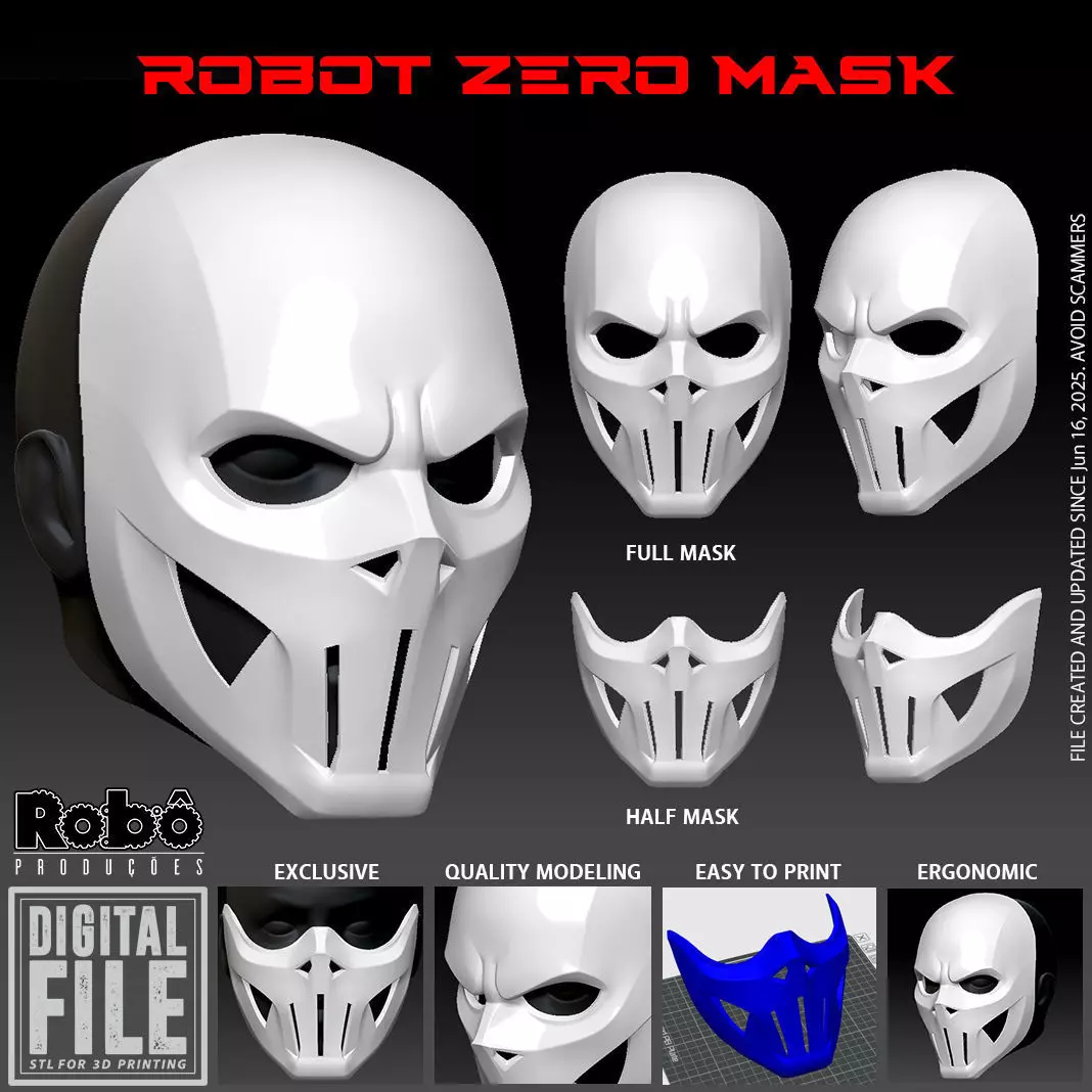 Robot ZERO Cyberpunk Techwear Mask 3D print model_0