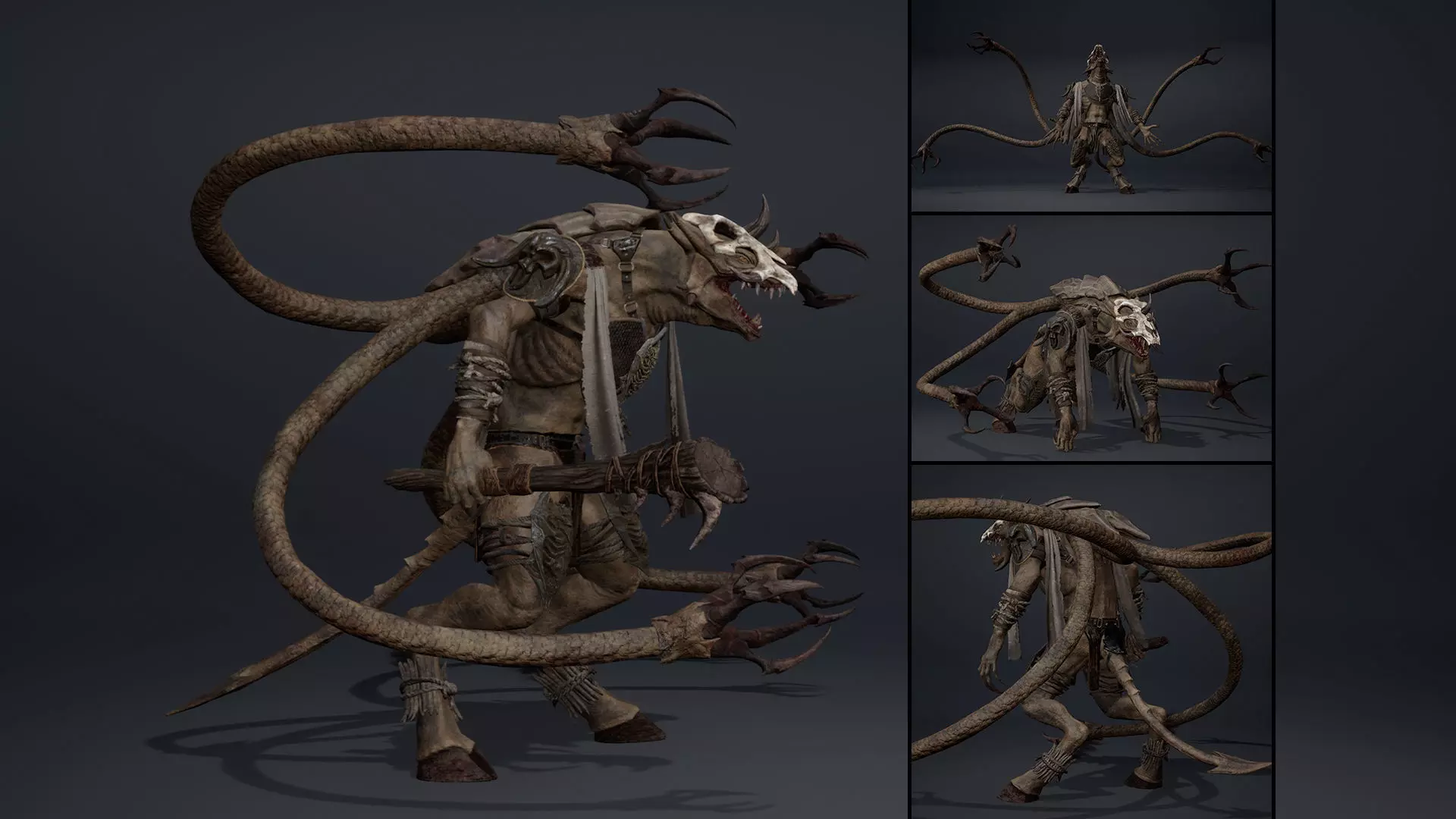 Mist Barbarian Tentacle Low-poly 3D model