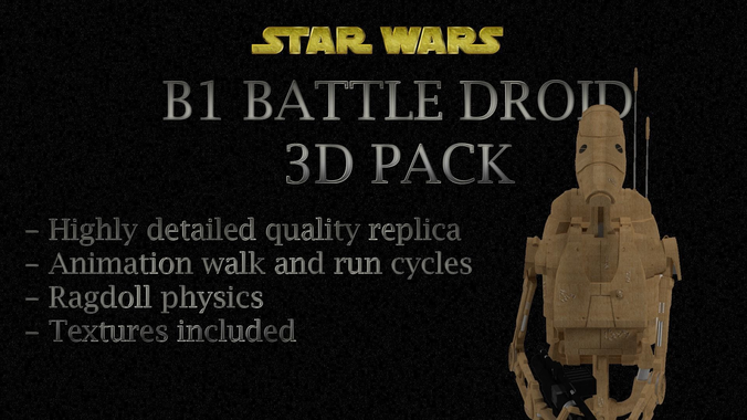 B1 Battle Droid Pack 3D model
