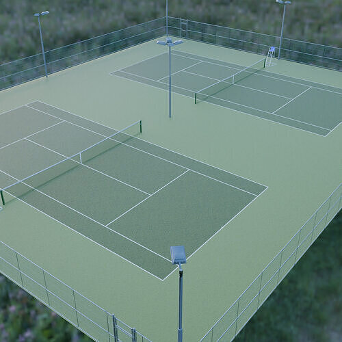 Two tennis courts 3D model