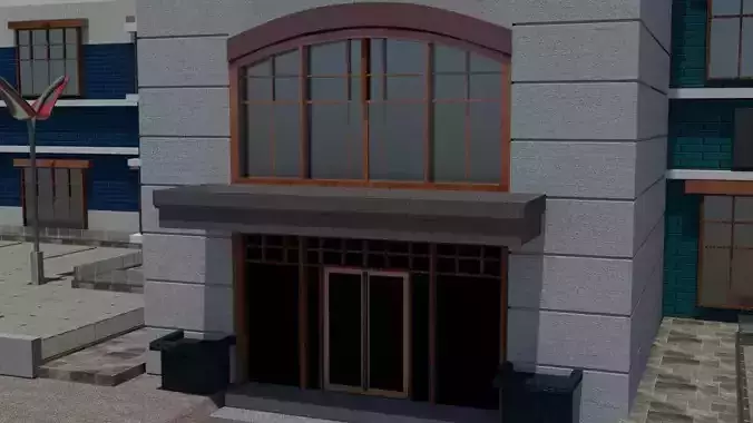Commerical Building Low-poly 3D model
