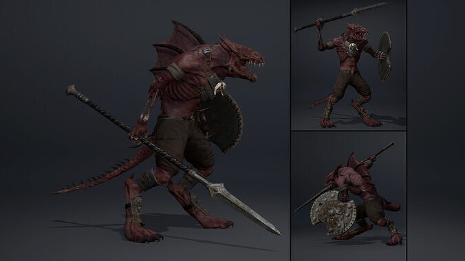 Mist Spearman Damaged Low-poly 3D model