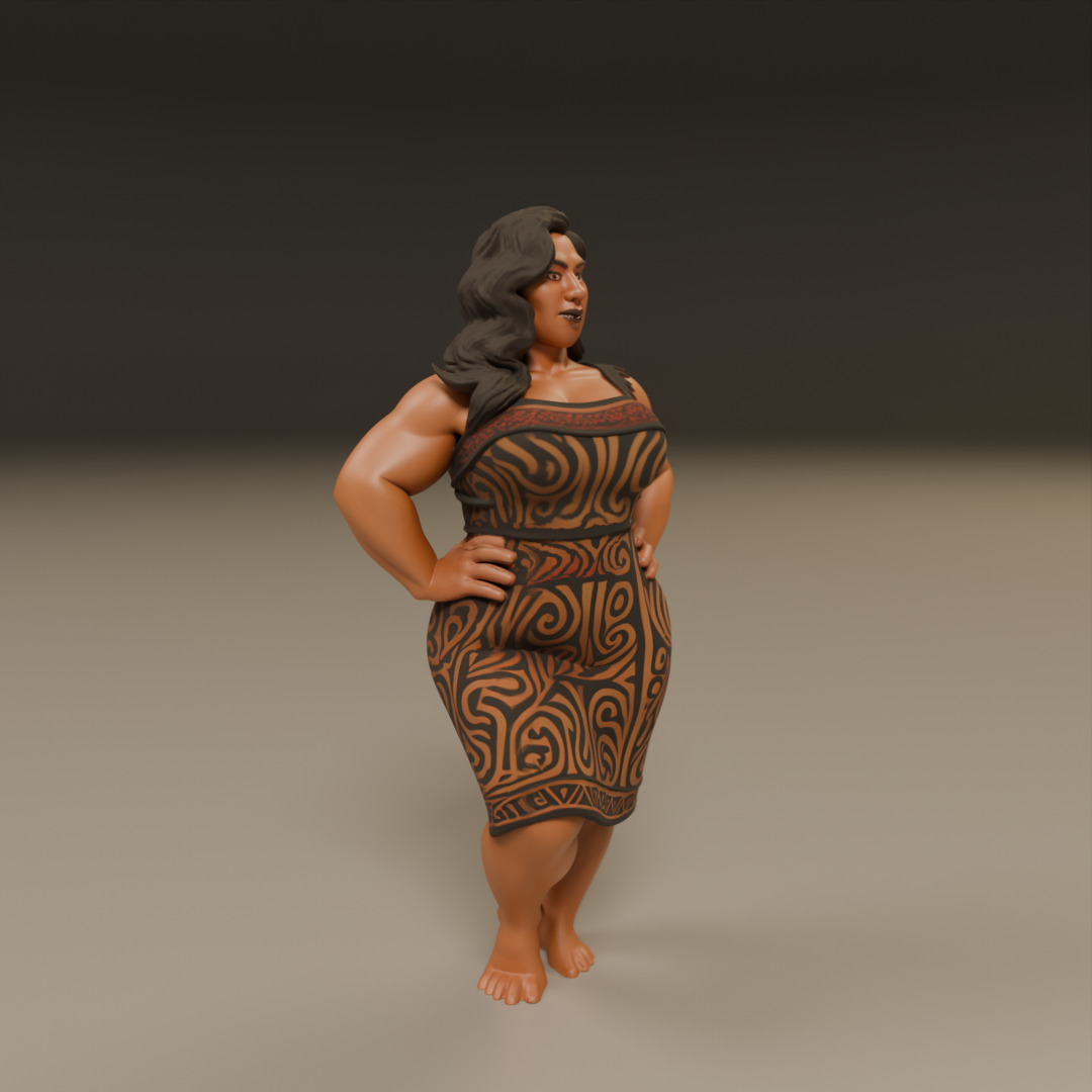 Maori pin-up 3D print model_4