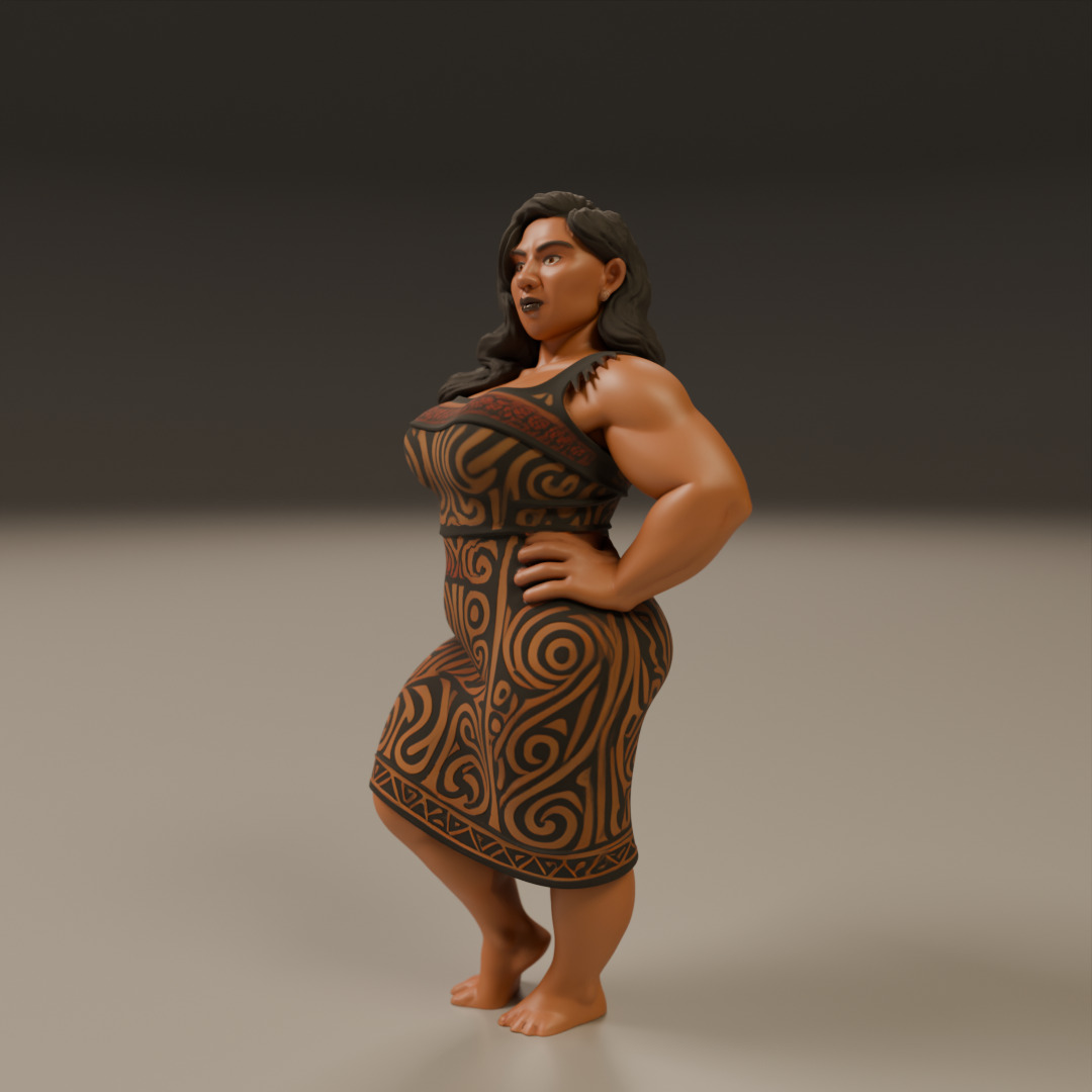Maori pin-up 3D print model_5