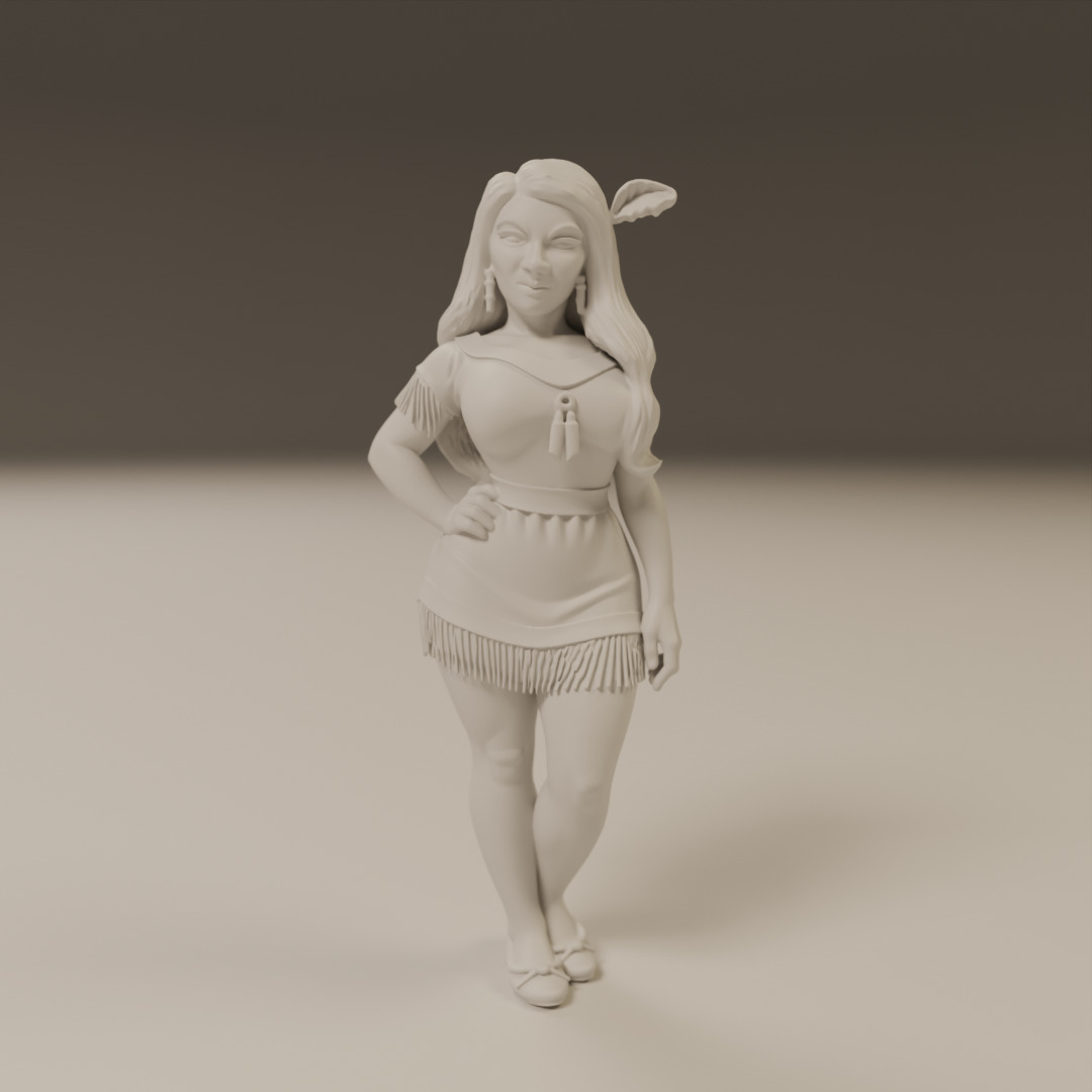 native american pin-up 3D print model_16