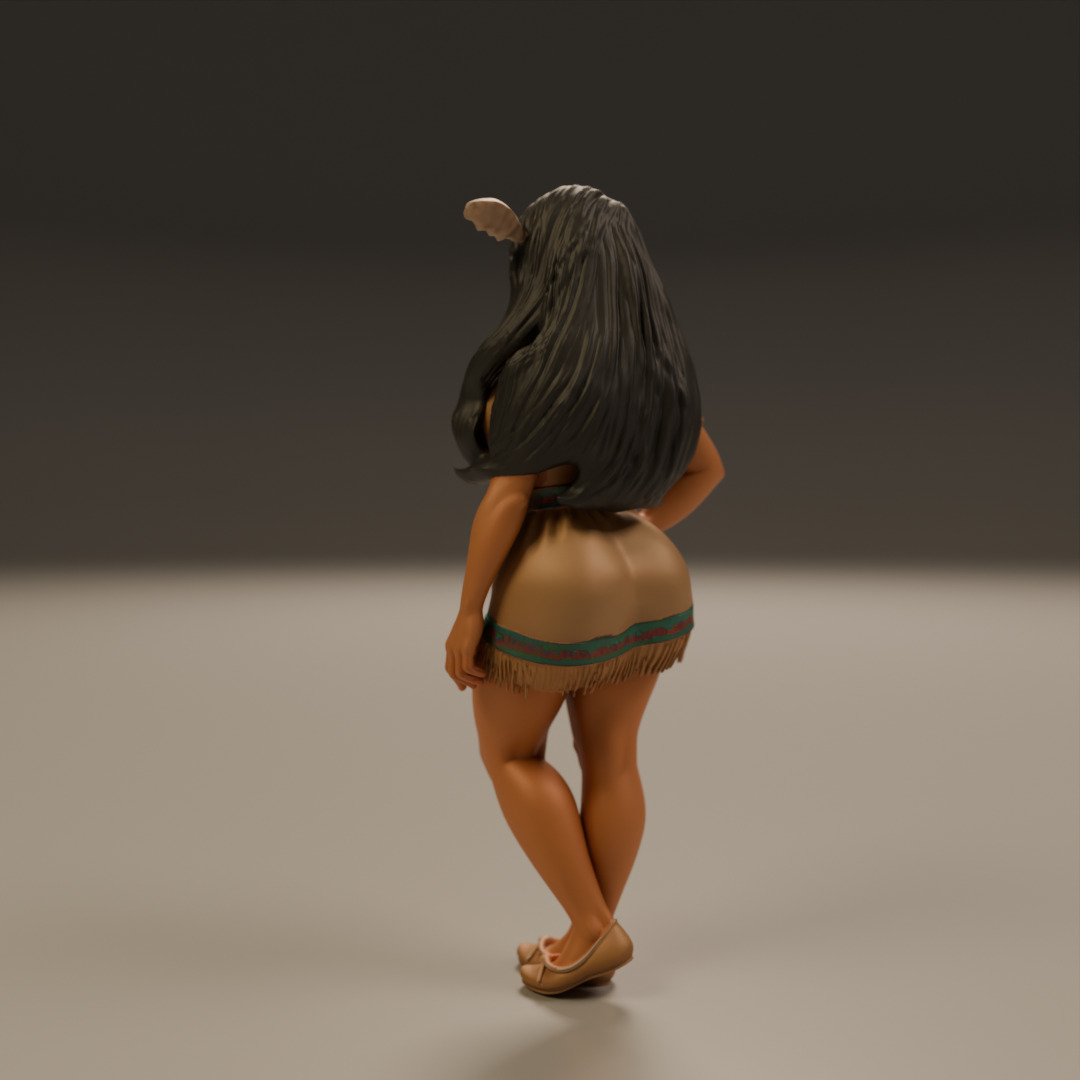 native american pin-up 3D print model_6