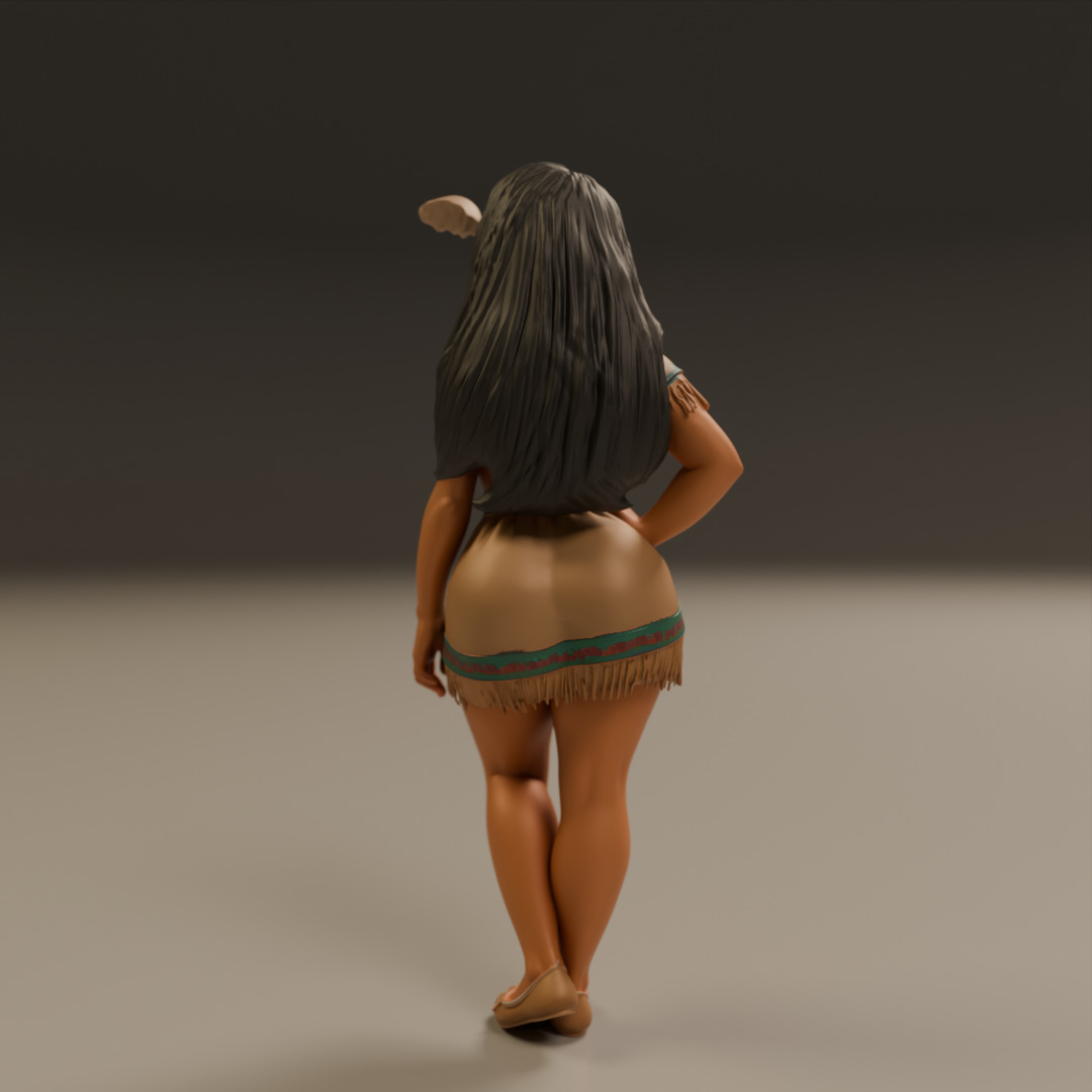 native american pin-up 3D print model_3