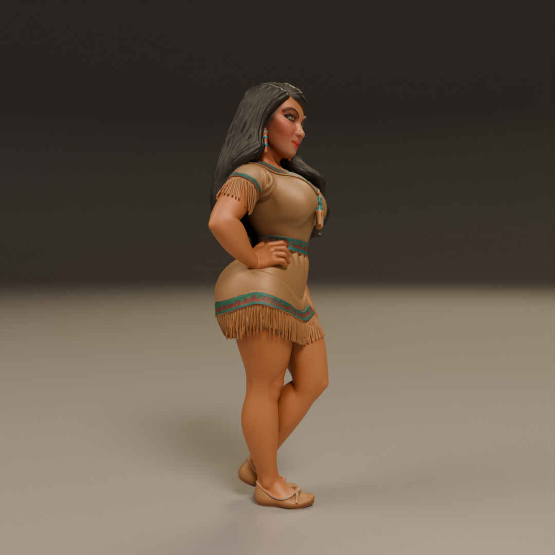 native american pin-up 3D print model_4