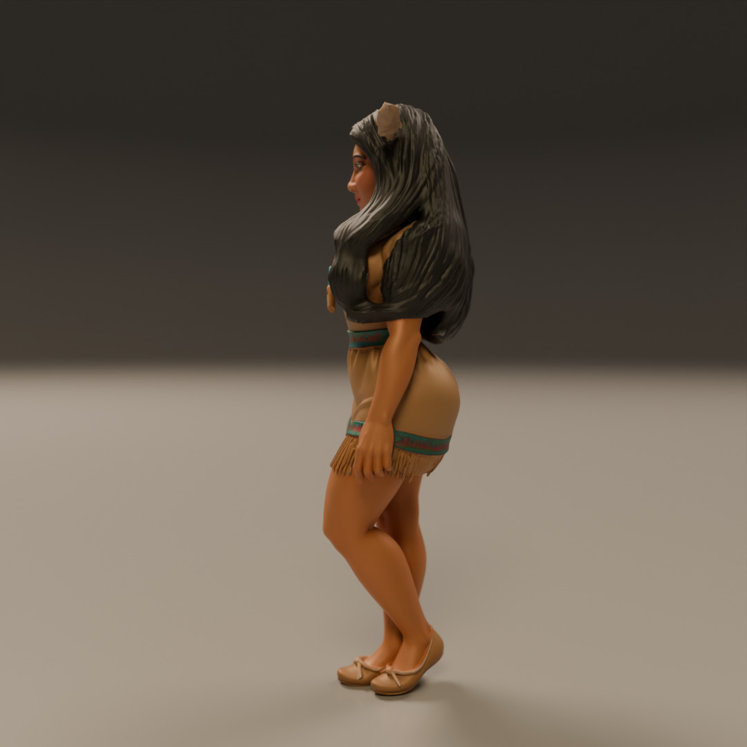 native american pin-up 3D print model_2