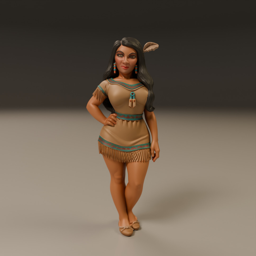 native american pin-up 3D print model_8