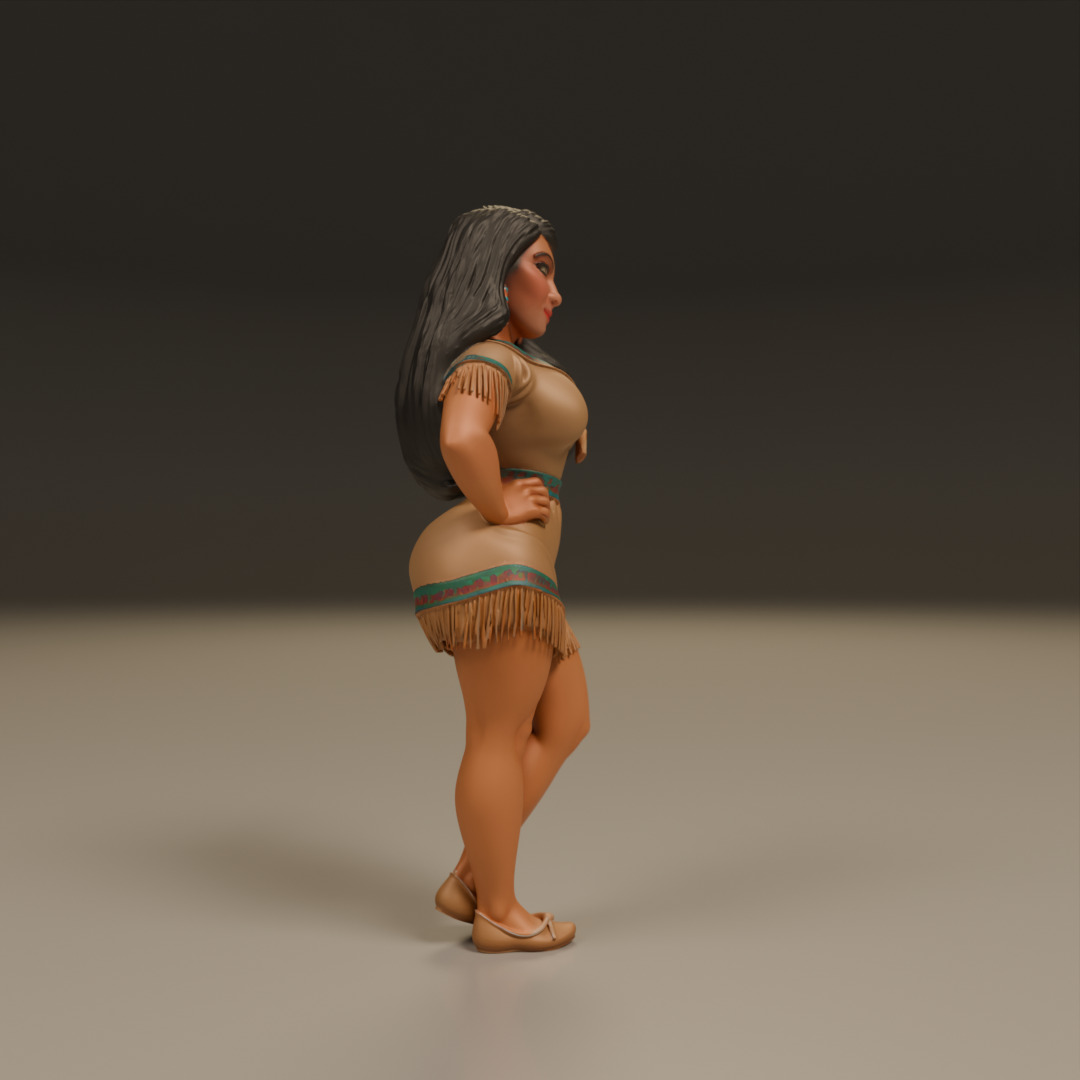 native american pin-up 3D print model_1