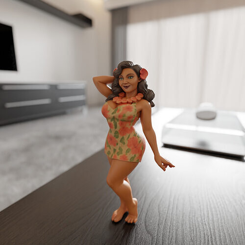 Polynesian pin-up 3D print model