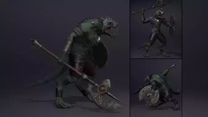 Mist Spearman Arm1 Brutal Low-poly 3D model