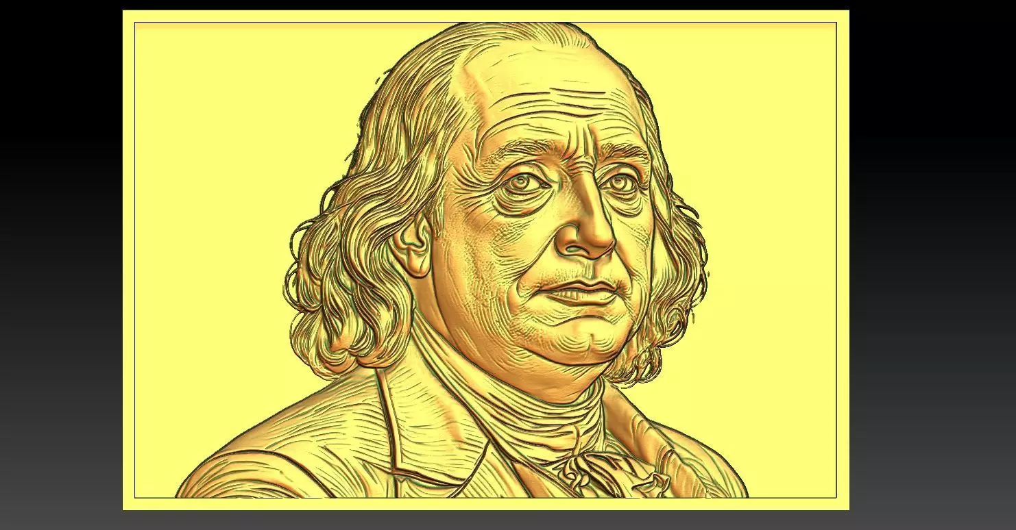1 BENJAMIN FRANKLIN CNC Relief Model 3D print model_0