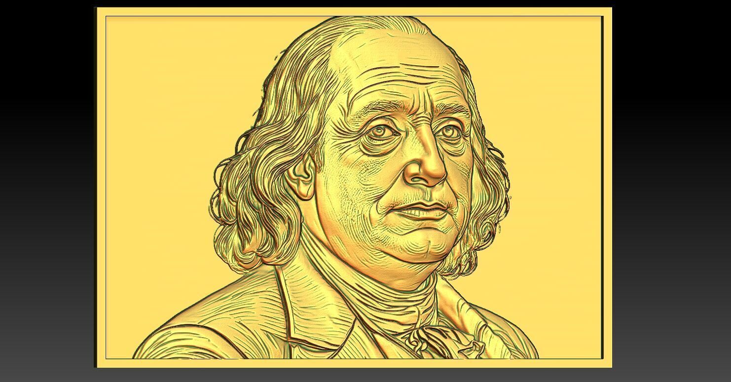 1 BENJAMIN FRANKLIN CNC Relief Model 3D print model_6