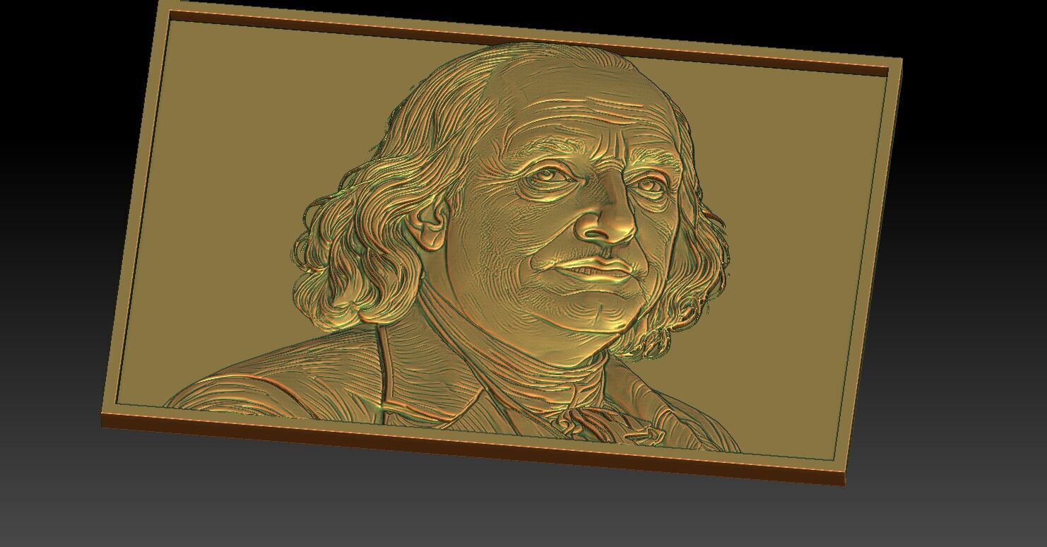 1 BENJAMIN FRANKLIN CNC Relief Model 3D print model_4