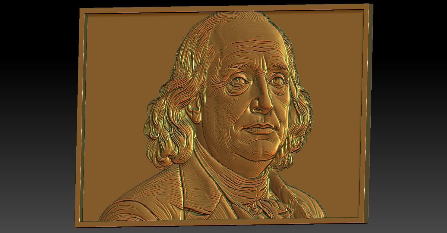 1 BENJAMIN FRANKLIN CNC Relief Model 3D print model_1