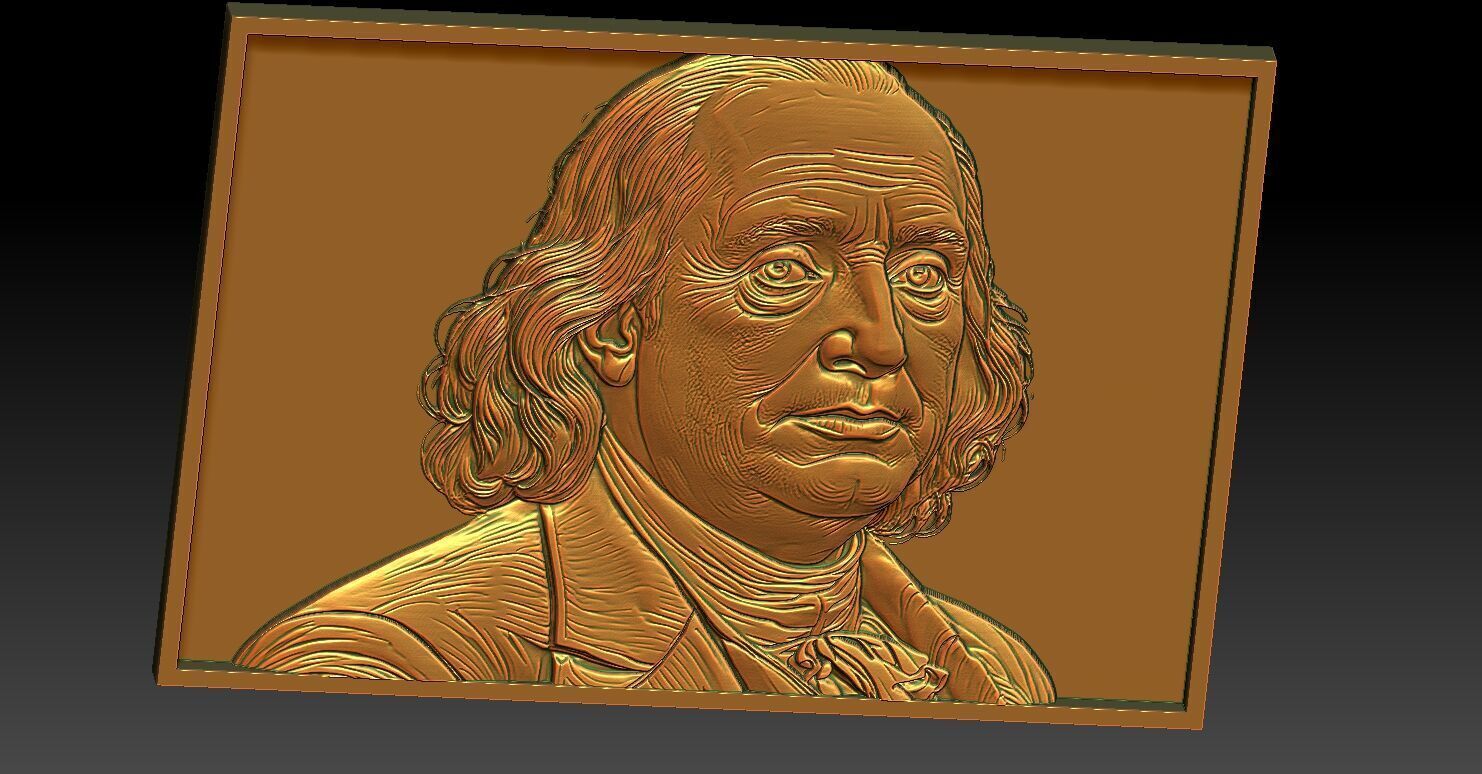 1 BENJAMIN FRANKLIN CNC Relief Model 3D print model_3