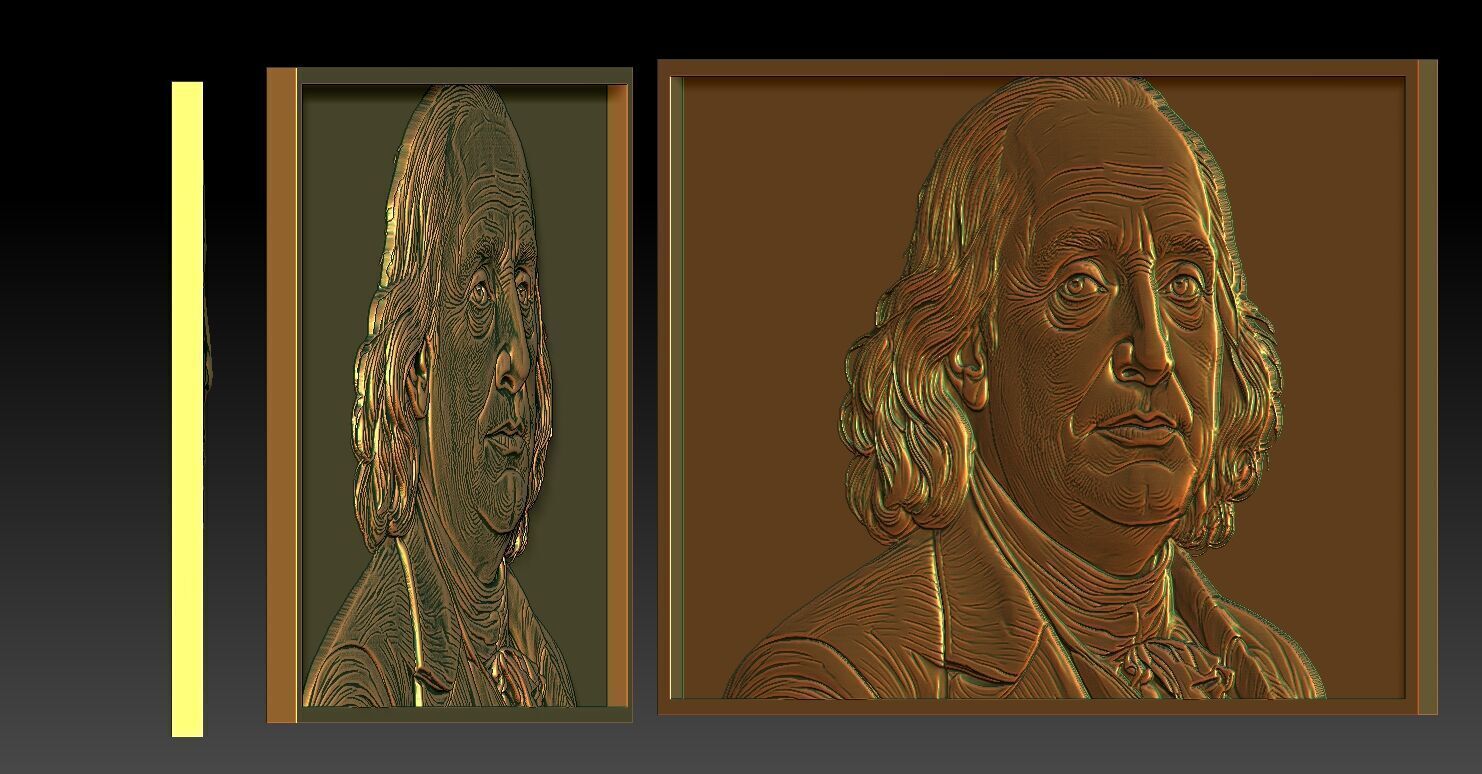 1 BENJAMIN FRANKLIN CNC Relief Model 3D print model_2