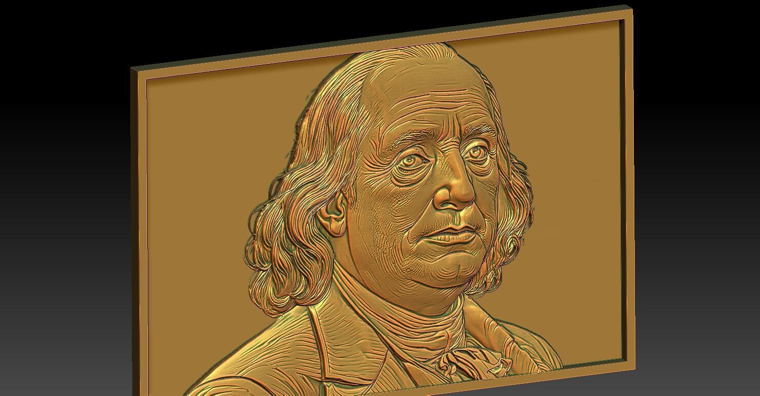 1 BENJAMIN FRANKLIN CNC Relief Model 3D print model_5