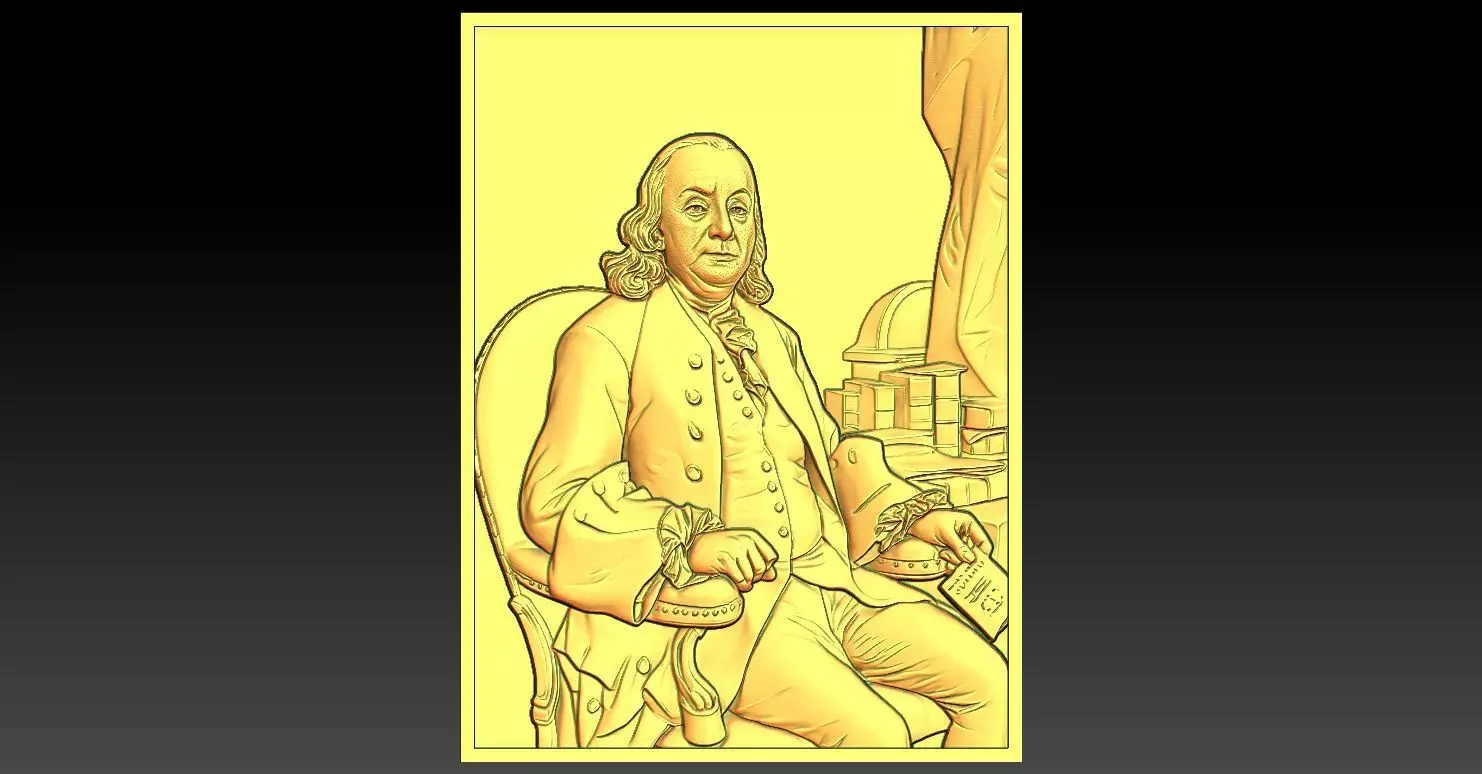 2 BENJAMIN FRANKLIN CNC Relief Model 3D print model_0