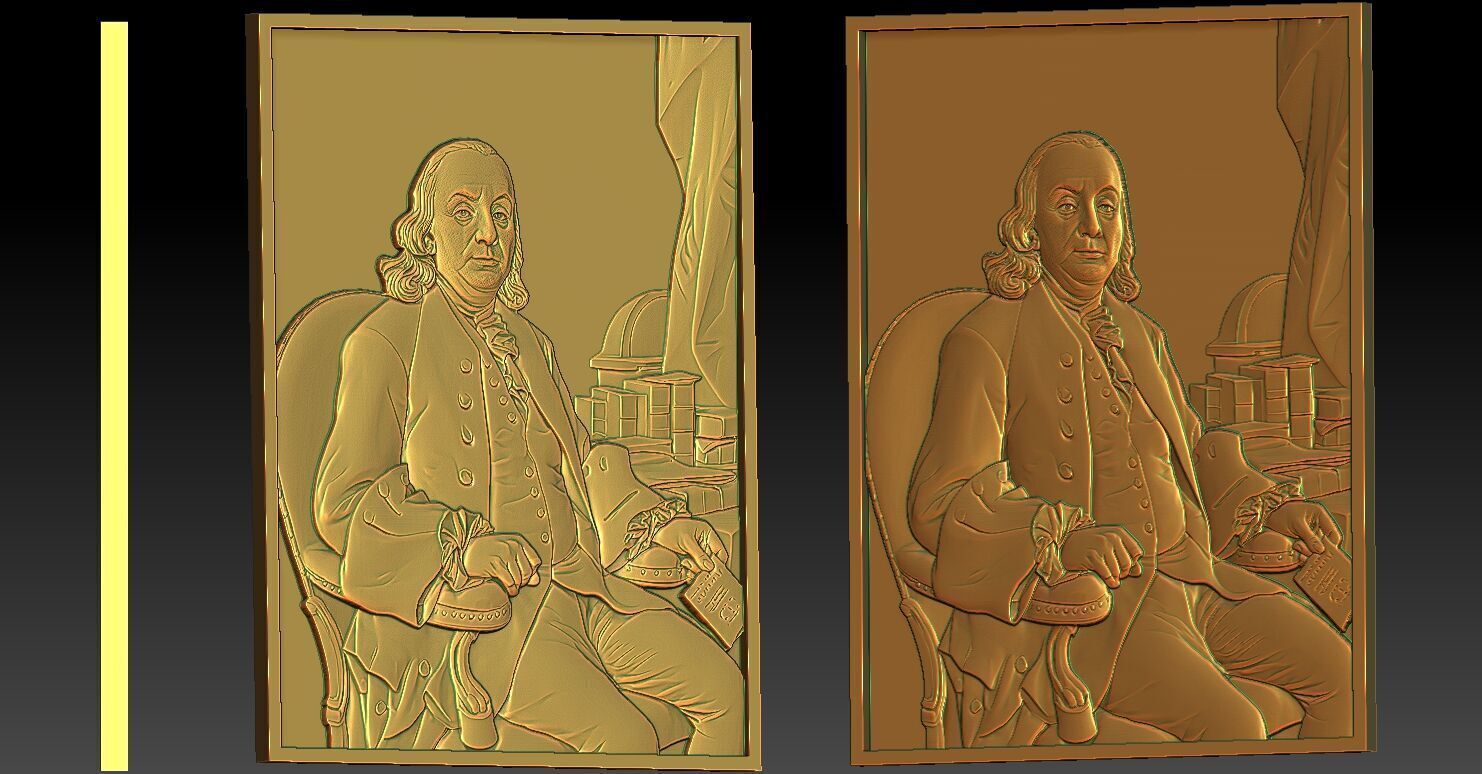2 BENJAMIN FRANKLIN CNC Relief Model 3D print model_4