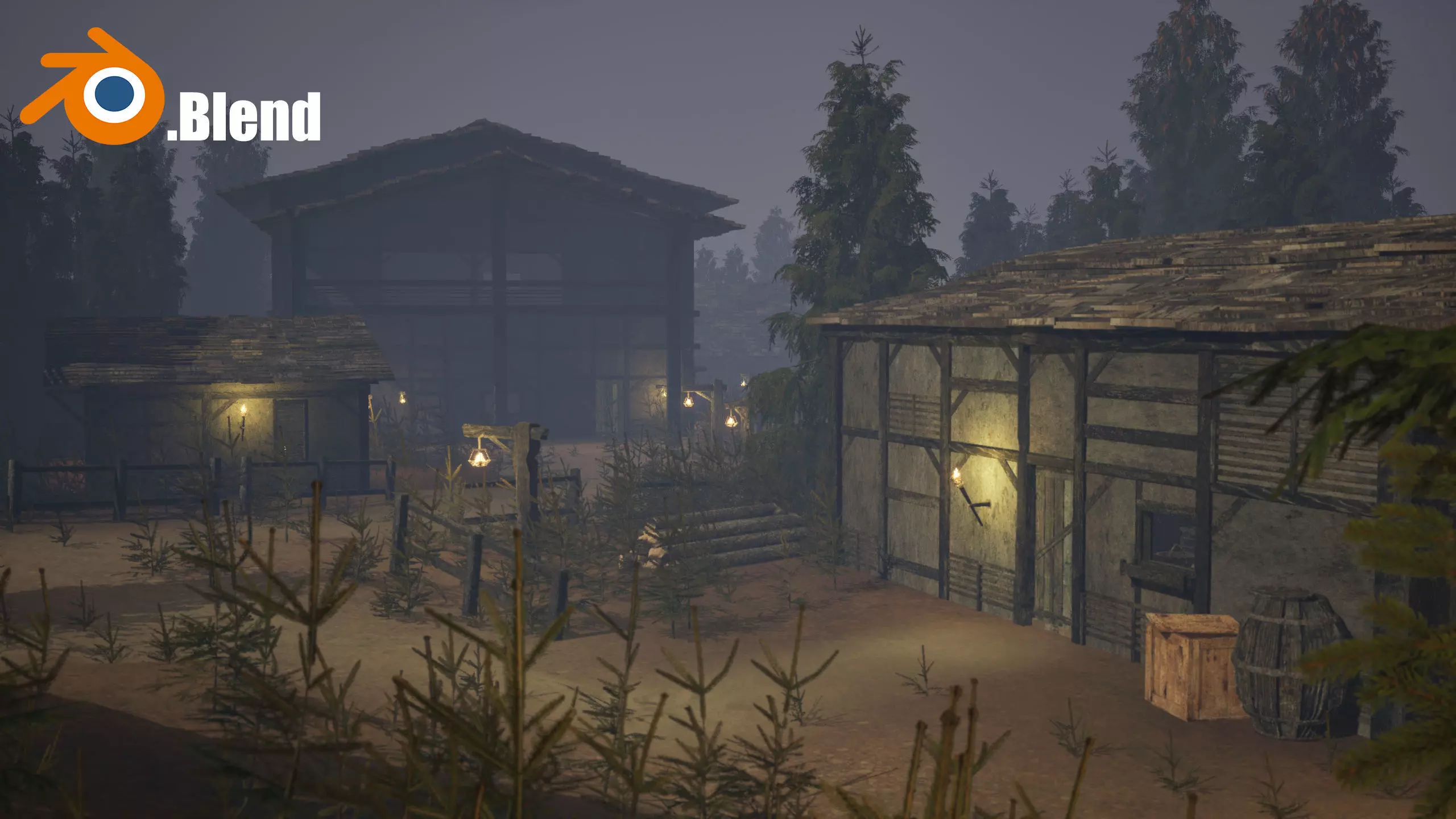 Medieval Village Houses Pack Low-poly 3D model