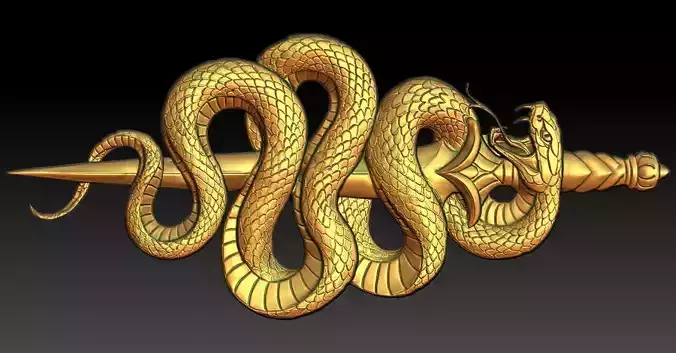 1 Snake around a sword CNC Relief