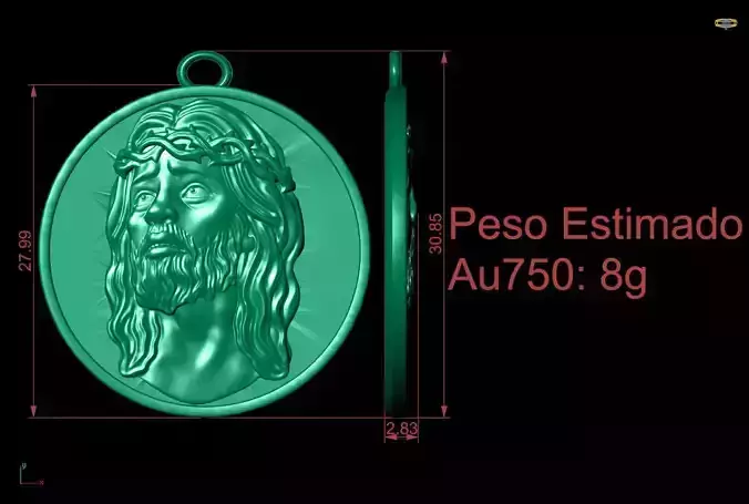Christ Medal Pendant - Medalha Pingente Rosto de Cristo 3D print model