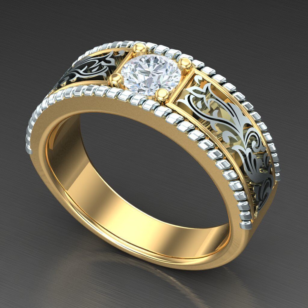 Modern Men Ring 3D CAD File 4MR098 3D print model_8