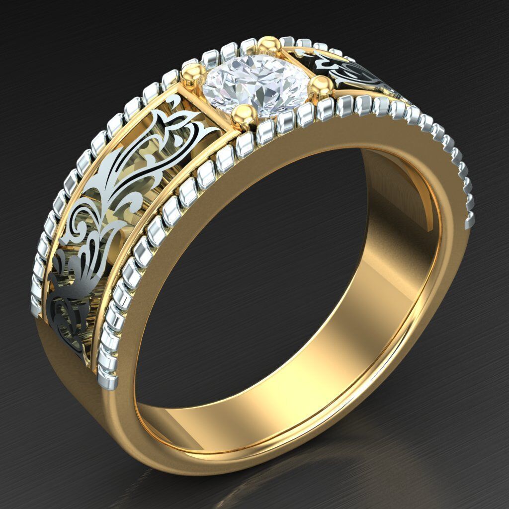 Modern Men Ring 3D CAD File 4MR098 3D print model_2