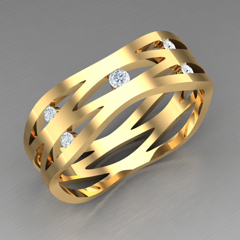Modern Men Ring 3D CAD File 4MR095 3D print model_6