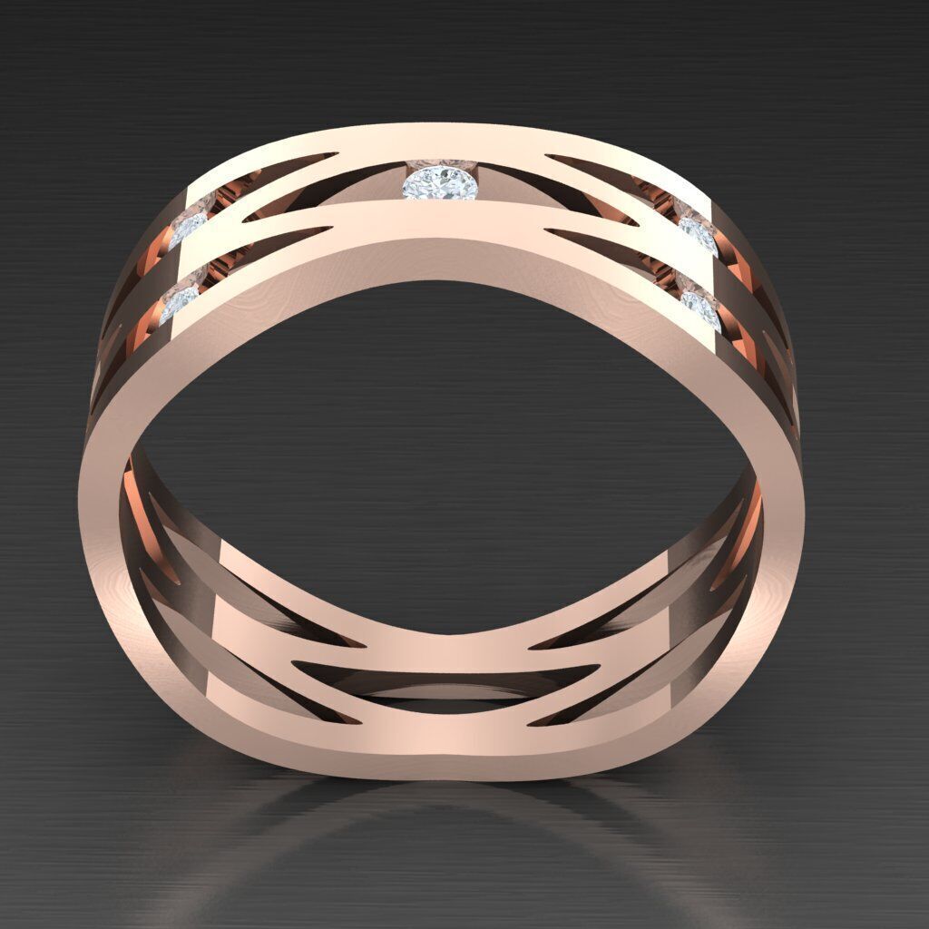 Modern Men Ring 3D CAD File 4MR095 3D print model_3