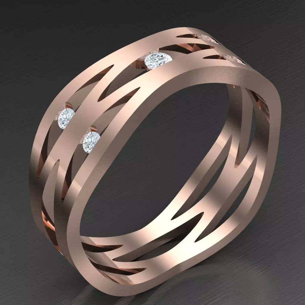 Modern Men Ring 3D CAD File 4MR095 3D print model_0