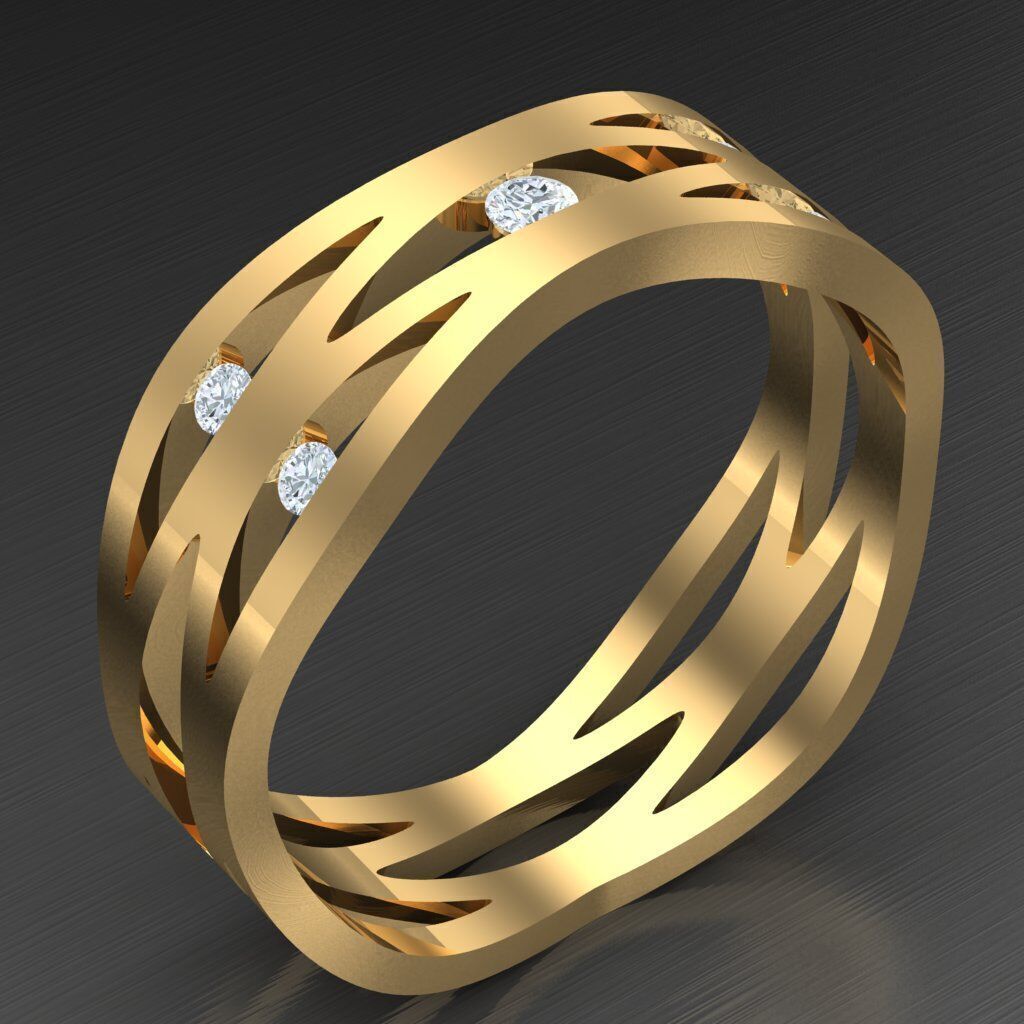 Modern Men Ring 3D CAD File 4MR095 3D print model_2
