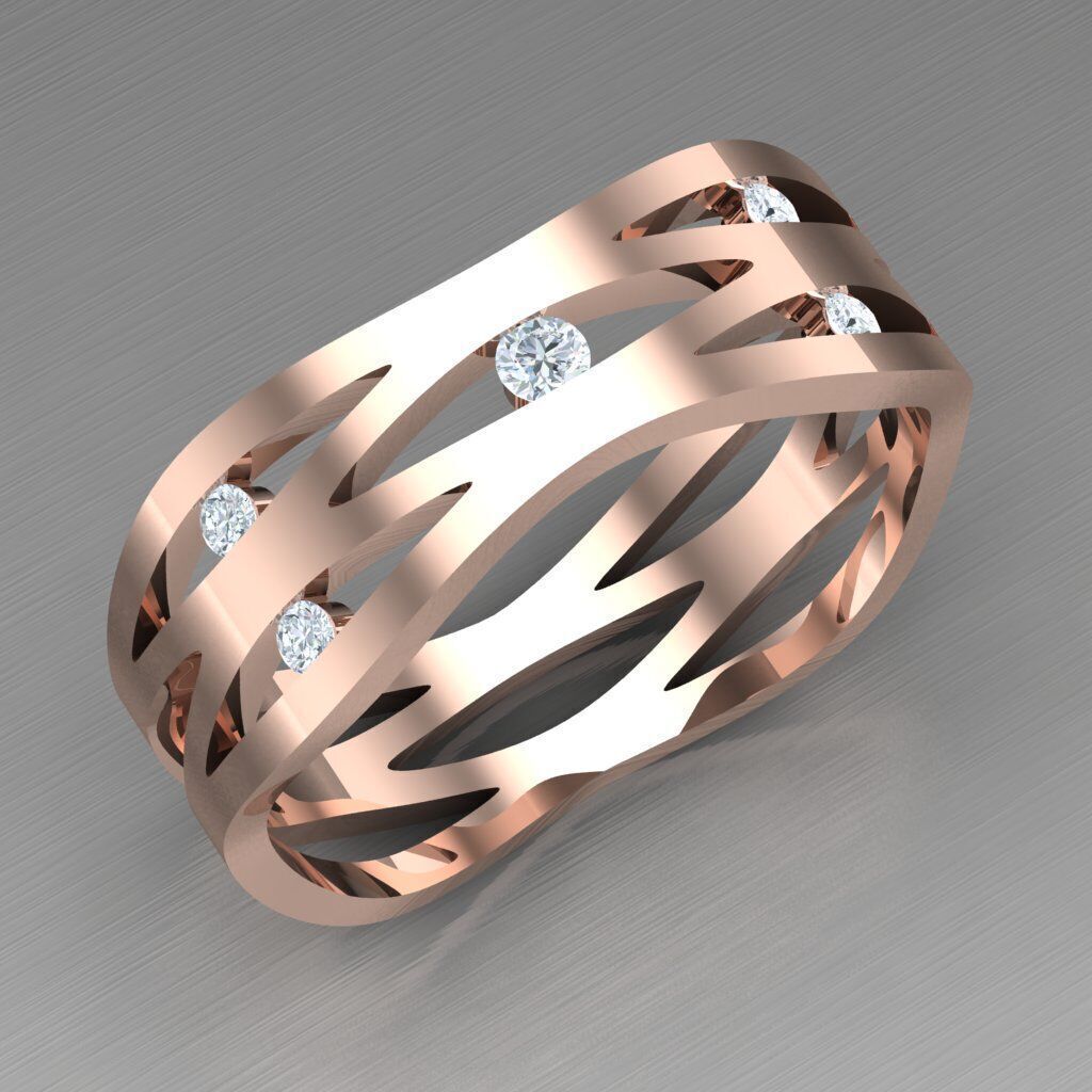 Modern Men Ring 3D CAD File 4MR095 3D print model_10
