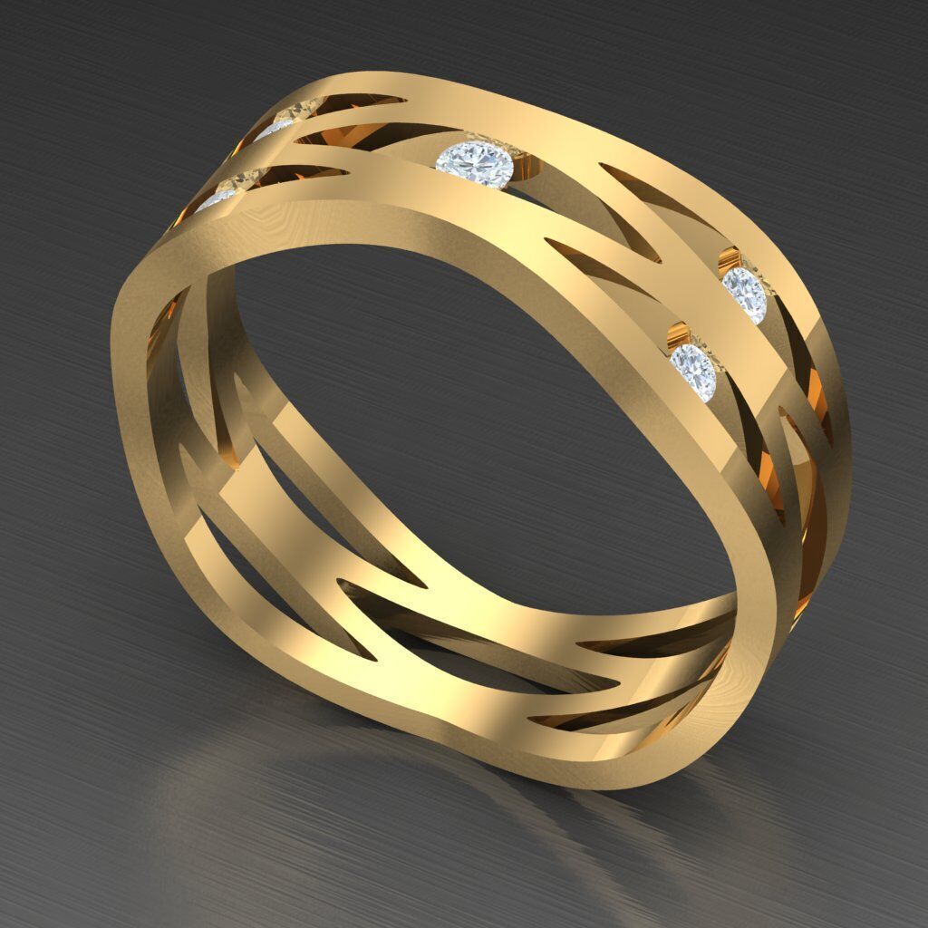 Modern Men Ring 3D CAD File 4MR095 3D print model_7