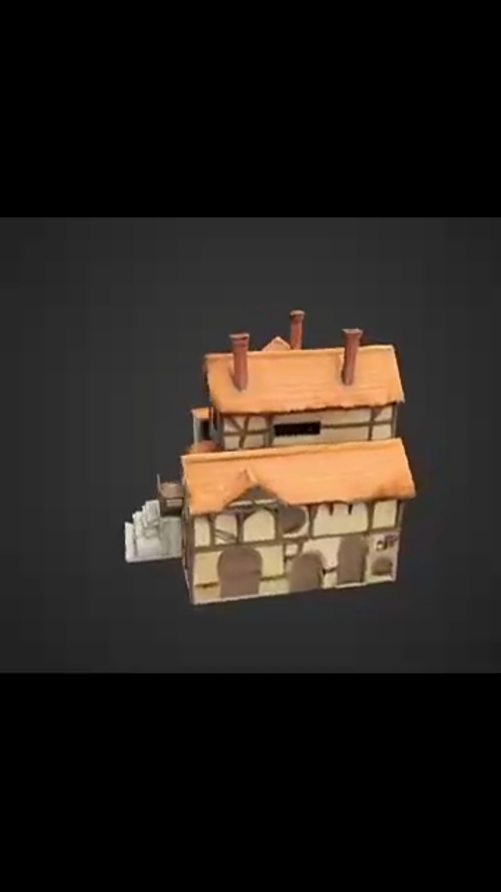 Modular Medieval House 3D Model Textured FBX for Games VR 3D model_4