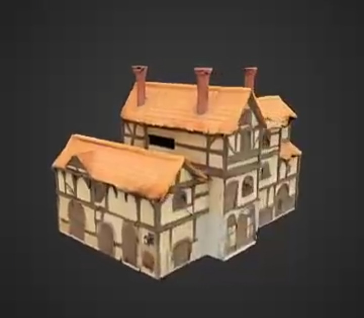 Modular Medieval House 3D Model Textured FBX for Games VR 3D model_2