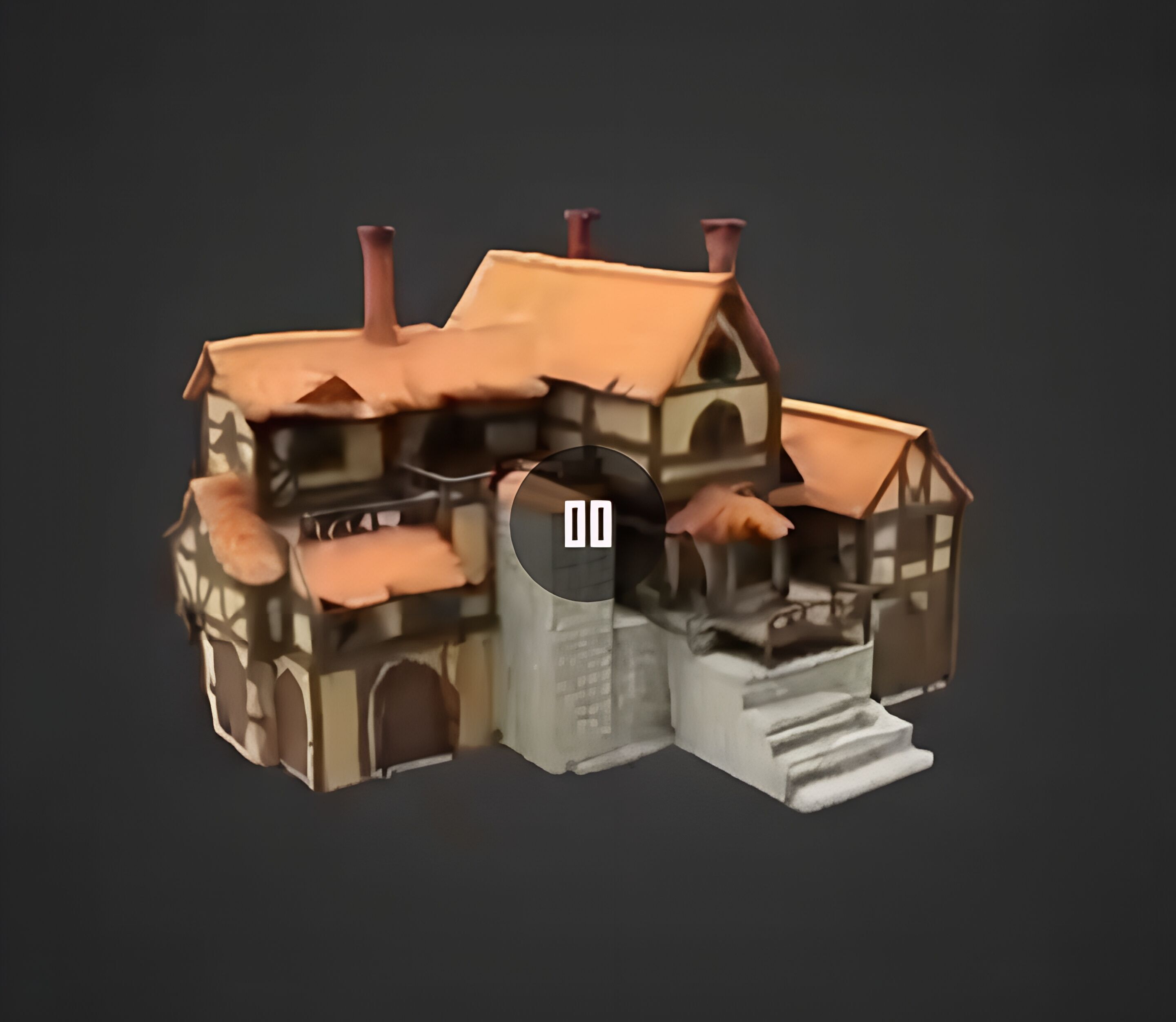 Modular Medieval House 3D Model Textured FBX for Games VR 3D model_3