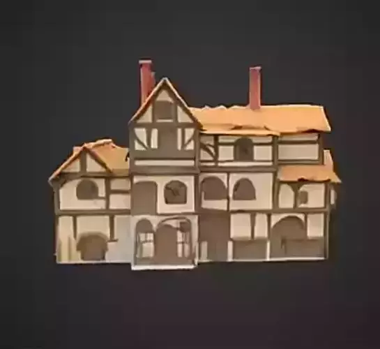 Modular Medieval House 3D Model  Textured FBX for Games  VR