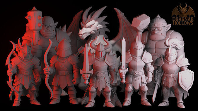Epic RPG Miniatures Bundle Draknar Hollows Collection 3D print model