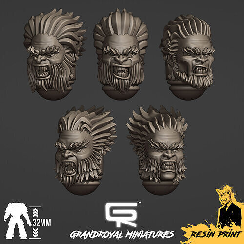 SPACE WOLVES ANIMAL HEADS Product Code SWAH1 3D print model