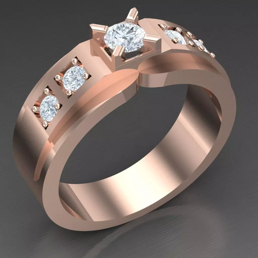 Modern Men Ring 3D CAD File 4MR074 3D print model_0