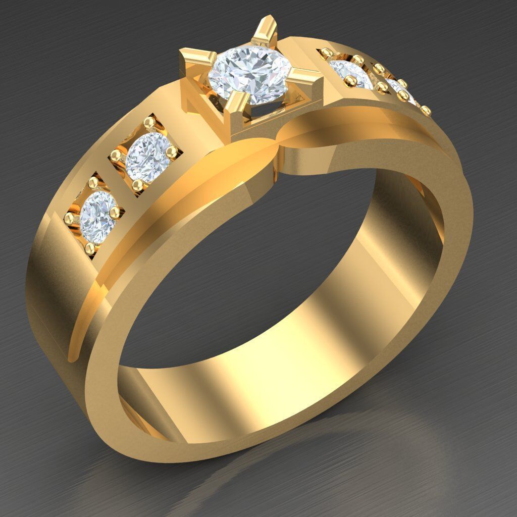 Modern Men Ring 3D CAD File 4MR074 3D print model_2