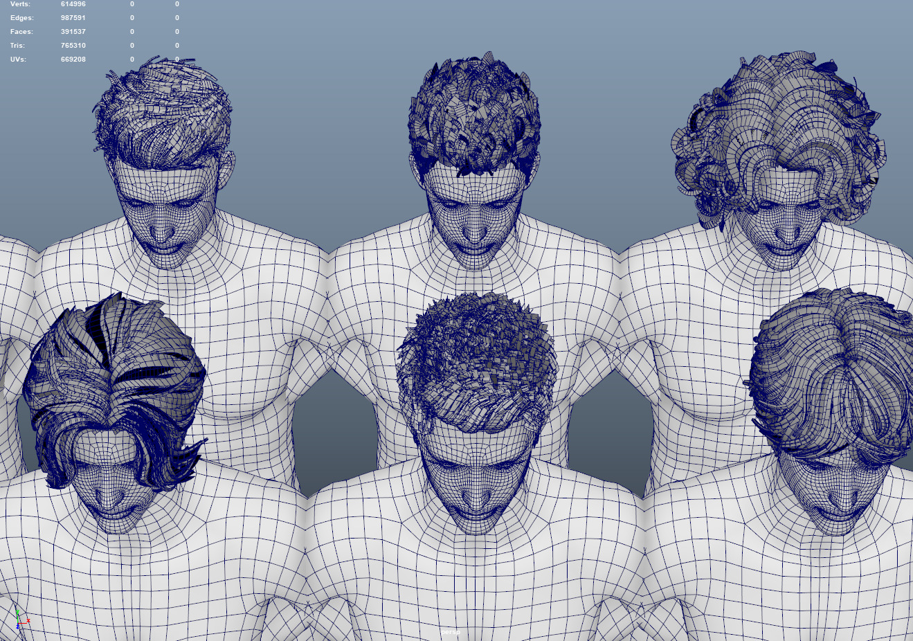 21 Real-time mann Hairstyles collection 10 Low-poly 3D model_12