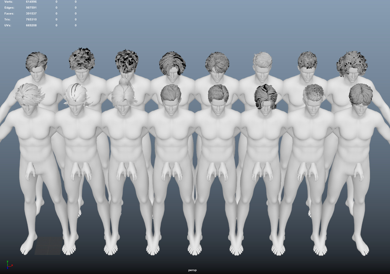 21 Real-time mann Hairstyles collection 10 Low-poly 3D model_21