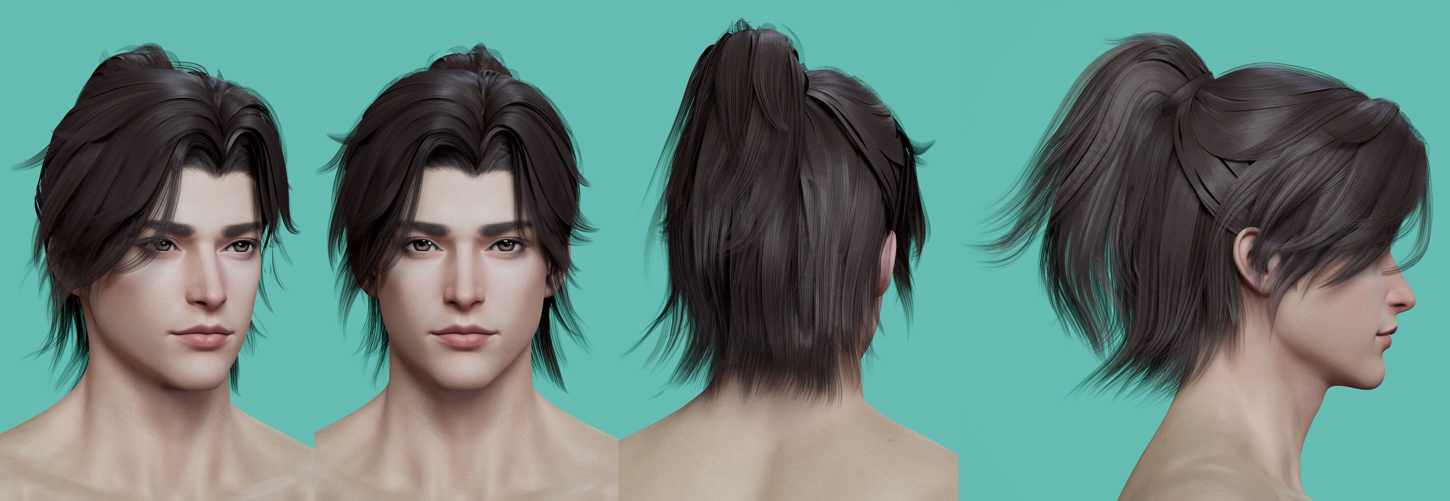 21 Real-time mann Hairstyles collection 10 Low-poly 3D model_14